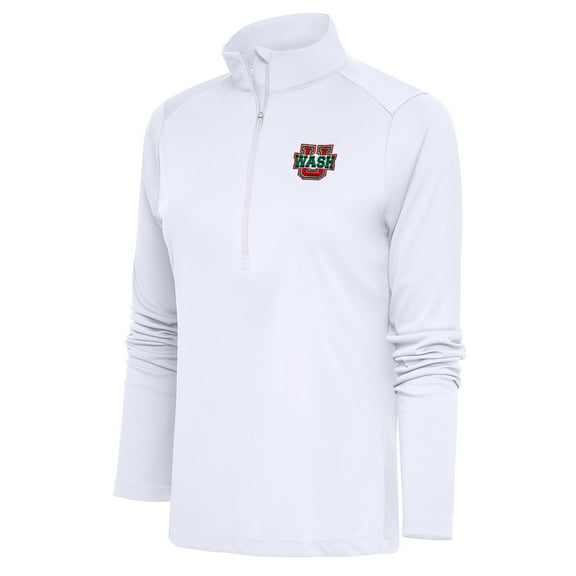 Women's Antigua White WashU Tribute Half-Zip Pullover Top