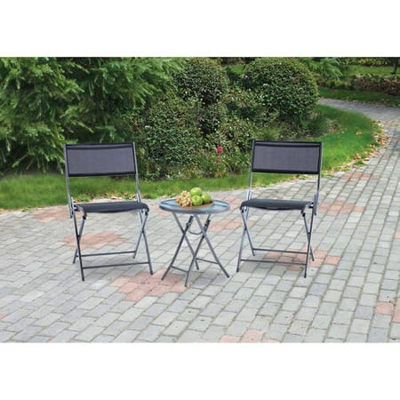 mainstays mystique cove 3-piece folding outdoor bistro set - walmart