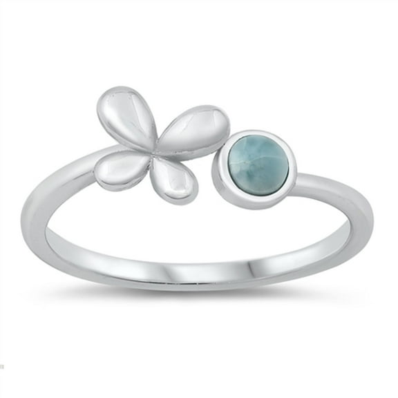 Larimar Bead Butterfly Ring Size 9