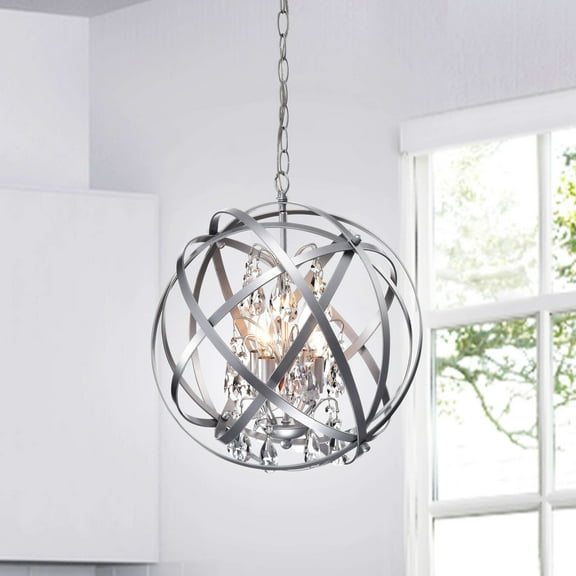 The Lighting Store Benita Matte Silver 4-light Metal Crystal Orb Chandelier