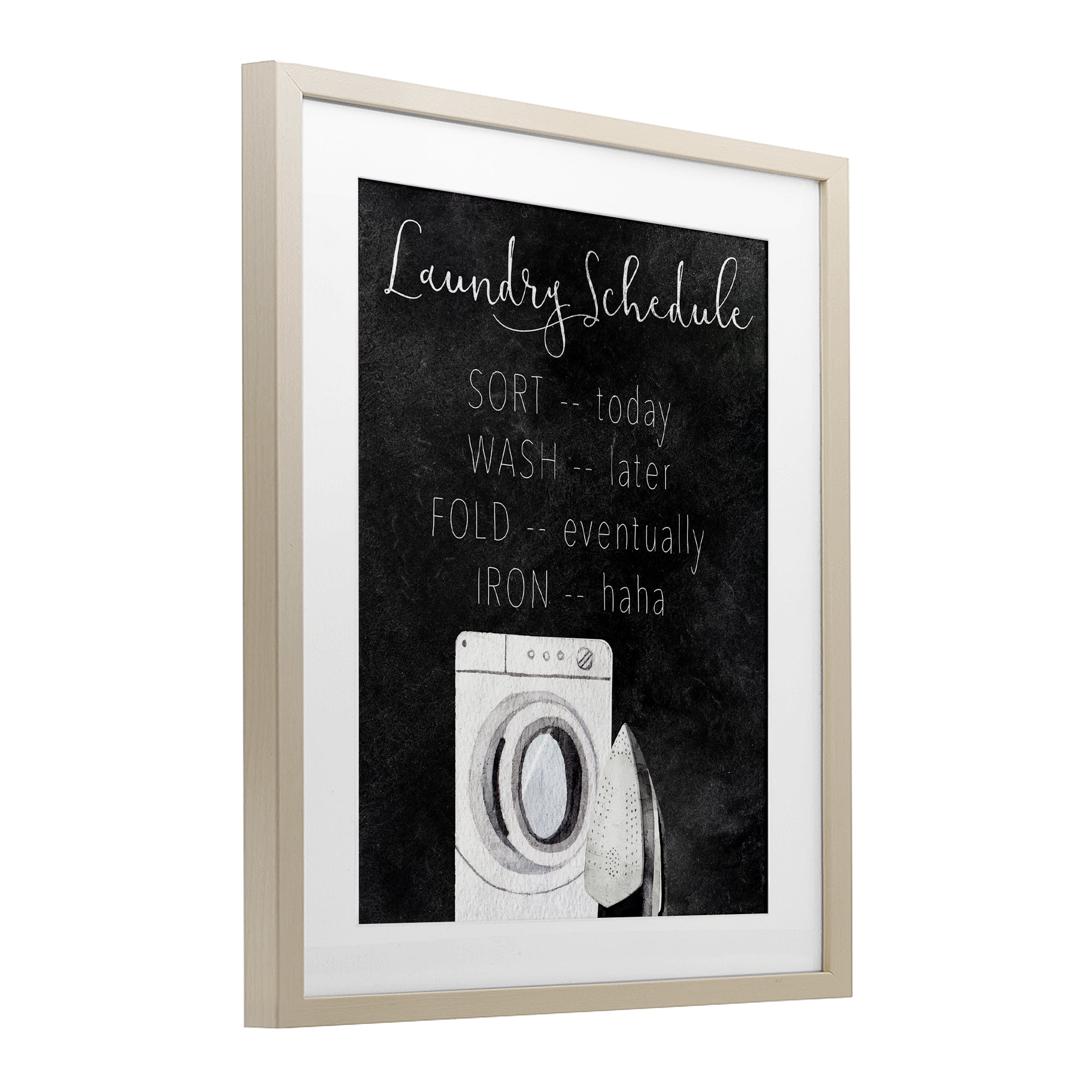 Lazy Laundry Schedule Humor Birch Framed Print Under Glass, design by Kim Allen