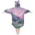 thumbnail image 2 of FORMRS Wearable Blanket Hoodie with Sleeves for Kids Cozy Flannel Sweatshirt, Green Night Deer, 2 of 7