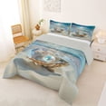 thumbnail image 2 of Manfei Pretty Pearl Full Size Comforter Sets,Cartoon Seashell Bedding Comforter Set,Blue Yellow,Light Gray Reversible,3pcs,1 Comforter and 2 Pillowcases, 2 of 8