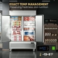 thumbnail image 5 of Coolski 54"W 2 Door Commercial Freezer, 49 Cu.ft Stainless Steel Reach-in Freezer, 5 of 9