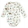 thumbnail image 3 of Hudson Baby Unisex Baby Quilted Long Sleeve Cotton Bodysuits, Forest Animals, 0-3 Months, 3 of 5