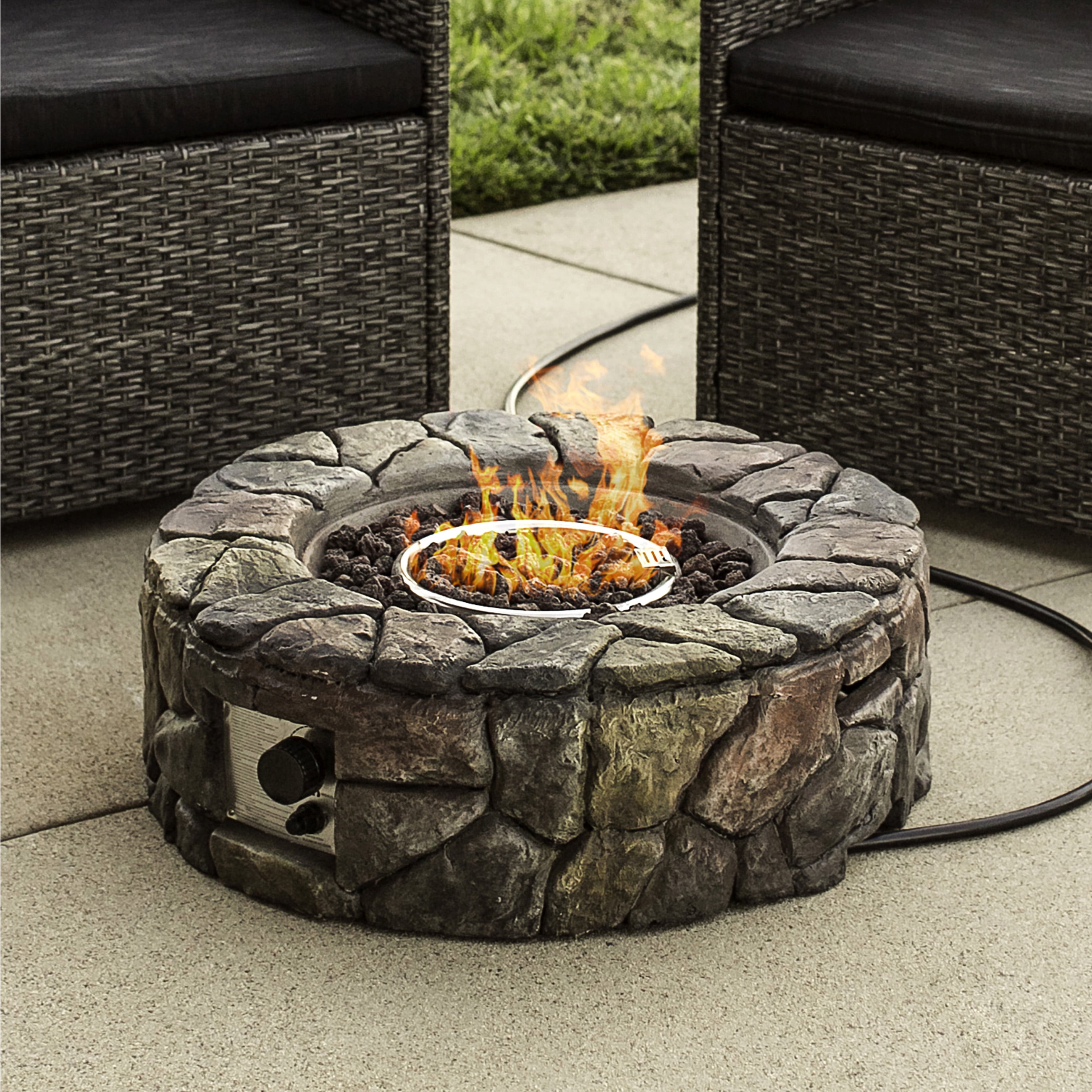 Best Choice Products Home Outdoor Patio Natural Stone Gas Firepit for Backyard, Garden... by Best Choice Products