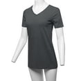 thumbnail image 5 of A2Y Women's Basic Solid Premium Cotton Short Sleeve V-neck T Shirt Tee Tops Charcoal S, 5 of 6
