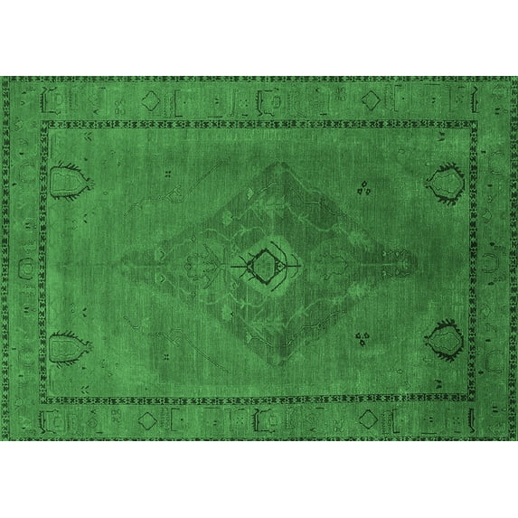 Ahgly Company Indoor Rectangle Oriental Emerald Green Industrial Area Rugs, 3' x 5'