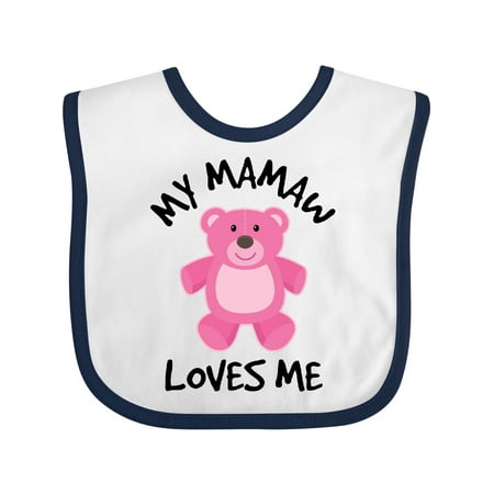 

Inktastic Mamaw Loves Me Girls Bear Granddaughter Gift Baby Girl Bib