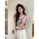 thumbnail image 1 of Elegante camiseta bordada de estilo chino para mujer, top corto adelgazante de manga corta, moda de verano, estilo dulce y picante, 1 of 4