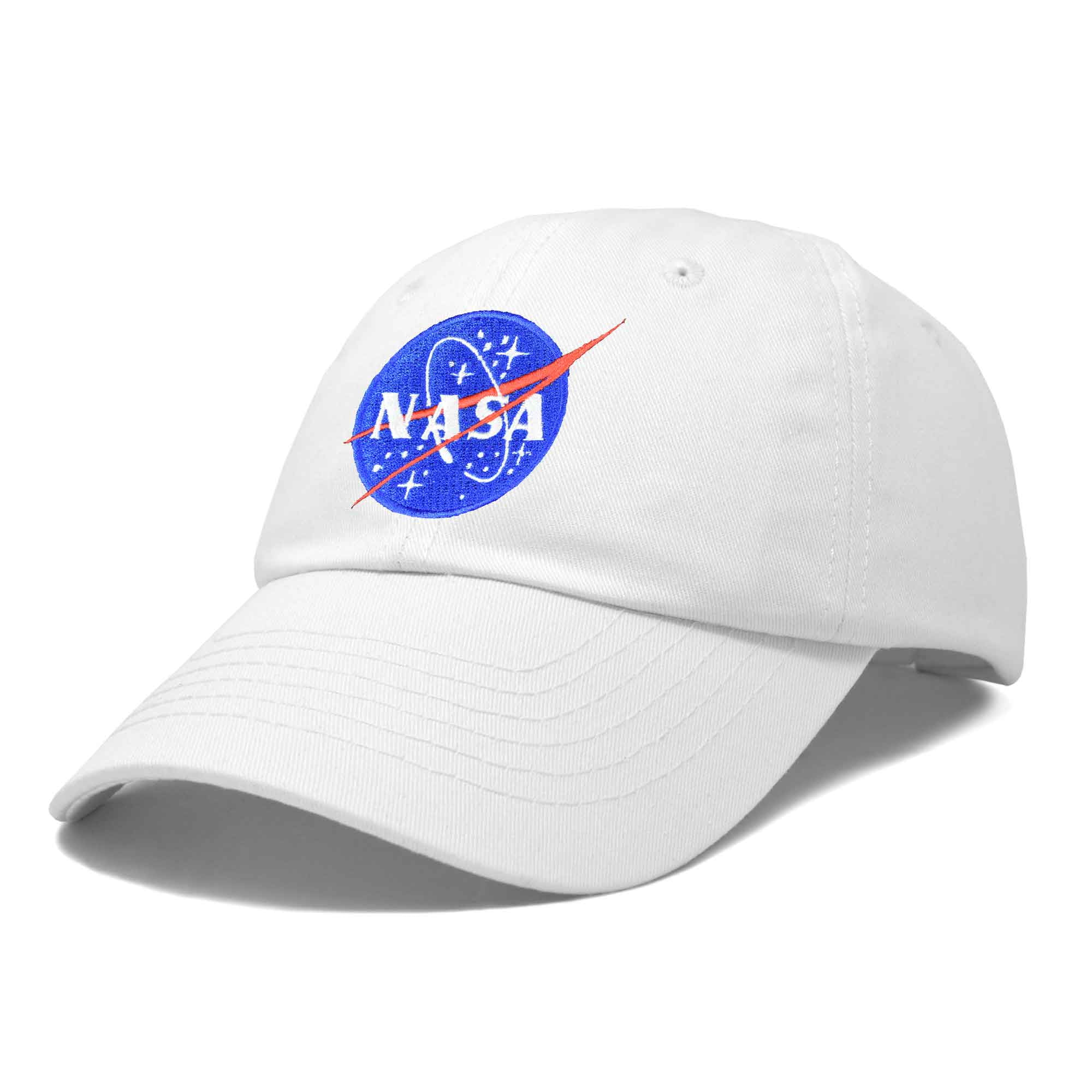 Dalix NASA Embroidered Mens Womens Cotton Dad Hat Baseball Cap Adjustable in White