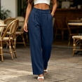 thumbnail image 7 of TEAJOPSUU Womens Suit Wide Leg Palazzo Pants with Pockets High Waist Single Button Pleated Trousers Business Casual Work Office Wear Navy, 7 of 7