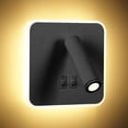 thumbnail image 1 of Lámpara de pared LED moderna de 8 W, lámpara de lectura de pared con interruptor giratorio de 350°, lámpara de pared LED de 3 W para interiores, color negro 3000 K, 1 of 5