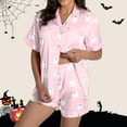 thumbnail image 4 of Women Satin Pajama Set Stylish Round Neck Sleepwear Comfortable Halloween Outfit Soft Fall Winter Wear, 4 of 7