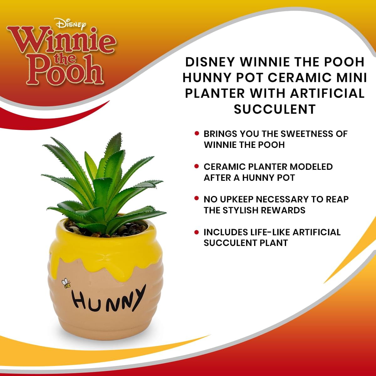 Disney Winnie The Pooh Hunny Pot Ceramic Mini Planter with Artificial  Succulent - Walmart.com