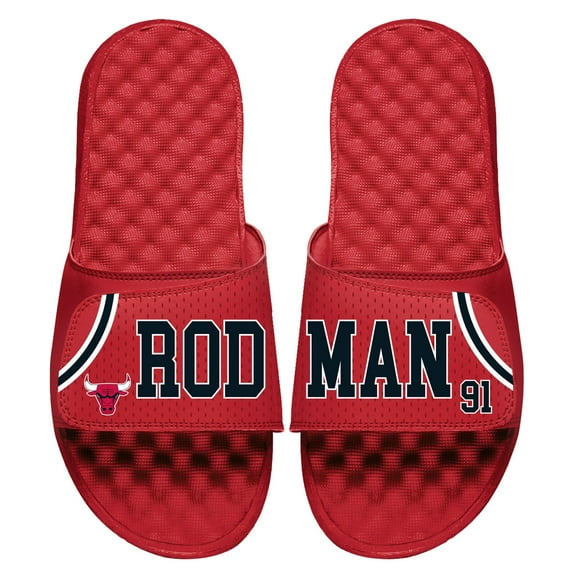Unisex ISlide Dennis Rodman Red Chicago Bulls Retired Player Jersey Slide Sandals