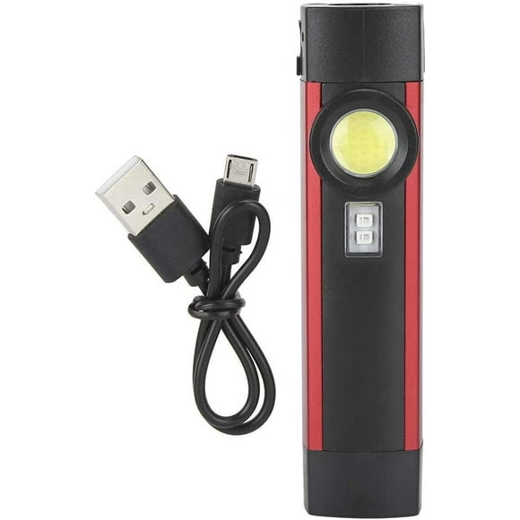 Mini Flashlights, Portable LED Flashlight Torch USB Rechargeable Flashlight Working Lamp with UV Blacklight for Hiking Camping Climbing (Black)