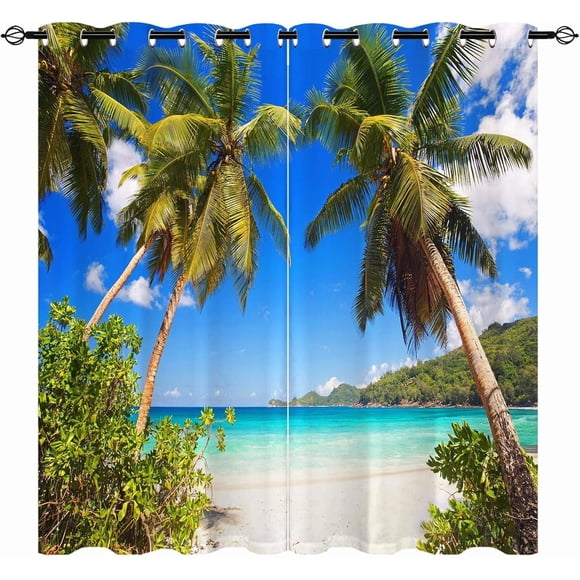 Christmas Blackout Curtains - Blocking Window Drapes Xmas Winter Season Theme Fir Twigs and Vibrant Balls Graphic Decor Home Bedroom Living Room Grommet Window Drapes 2 Panel Set, 52" x 63"
