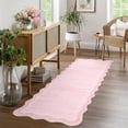 thumbnail image 2 of Scalloped Area Rug 2x6 Washable Entryway Runner Rugs for Hallway, Solid Color Floor Carpet for Bedroom, Non Slip Low Pile Mat with Rubber Back, Soft Nursery Rug, 2 of 8