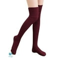 thumbnail image 4 of Deago 1 Pairs Women's Adorable Thigh High Cotton Socks Over Knee Tights Long Boot Stocking Knee High Leg Warmer (Red), 4 of 9