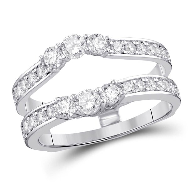 Fusion Collections 14k White Gold Round Diamond Ring Guard Wrap Ring