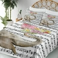 thumbnail image 3 of Ambesonne Animal Fitted & Top Sheet Set with Shams, Floral Trunk Music Notes, Multicolor, 3 of 5