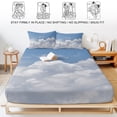 thumbnail image 5 of King Size Fitted Sheet Set - Clouds 3 Piece Bedding Sets 16" Deep Pocket Fitted Sheet with 2 Pillowcases, Blue White Sky Natural Landscape Brushed Microfiber Hotel Luxury Bed Sheets, 5 of 9
