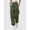 thumbnail image 4 of Women Sweatpants High Waisted Baggy Sweatpants Joggers Sport Active Workout Jogger Pants with Pockets Army Green S, 4 of 8