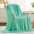 thumbnail image 6 of Super Soft King Blanket Aqua Premium Silky Flannel Fleece 3D Waffle Checkered Lightweight Bed Blanket All Season Use (Aqua, King(90"x110")), 6 of 6