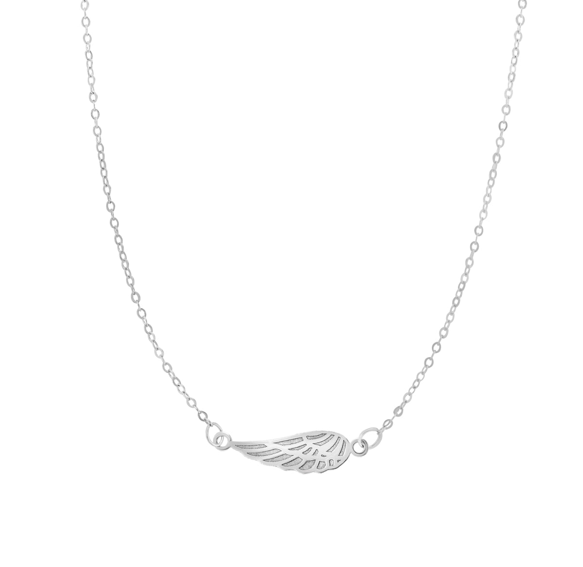 oorlog snor Aanhoudend 14K White Gold Polish Angel Wing Necklace 2" Ext With Spring Ring 18in -  Walmart.com