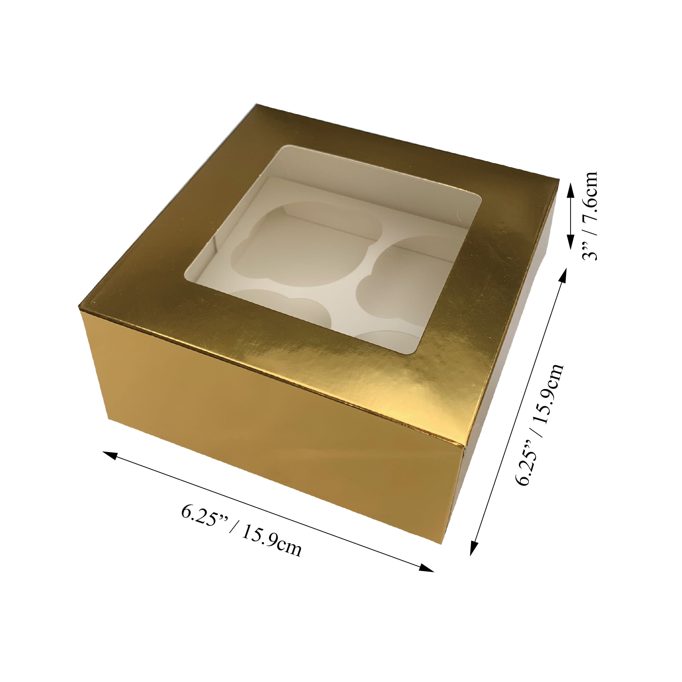 (2 pack) Way to Celebrate! 4 Cavity Gold Treat Boxes with Window, 3-Count