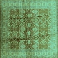 thumbnail image 1 of Ahgly Company Machine Washable Indoor Square Oriental Turquoise Blue Industrial Area Rugs, 3' Square, 1 of 4