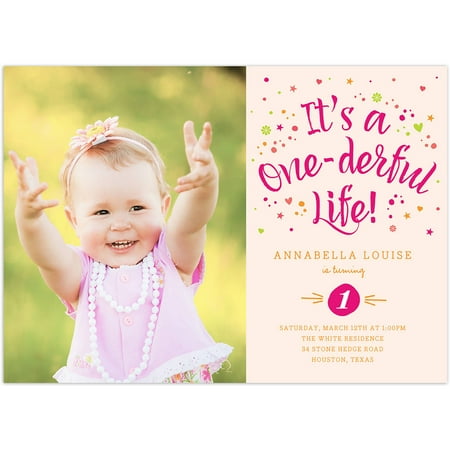 - One-derful Life Birthday First Invitation