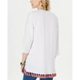 thumbnail image 2 of Style & Co Women's Cotton Tassel Trim Kimono Top White Size Small, 2 of 3