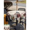 thumbnail image 4 of Outdoor Tablecloth with Umbrella Hole and Zipper, Christmas Snowman Square Table Cloth 54x54 Inch Waterproof Tablecloth, Xmas Winter Pine Fruits on Linen Picnic Table Cover for Patio Camping, 4 of 7