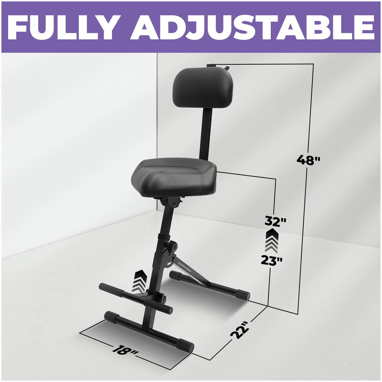 Liquid Stands Guitar Stool Adjustable Stool - Professional Musician Drum Throne with Backrest - Guitar Seat Drum Seat, Musician Stool, Chair, Guitar Chair for Adults, Kids, Drummer, and Guitarist