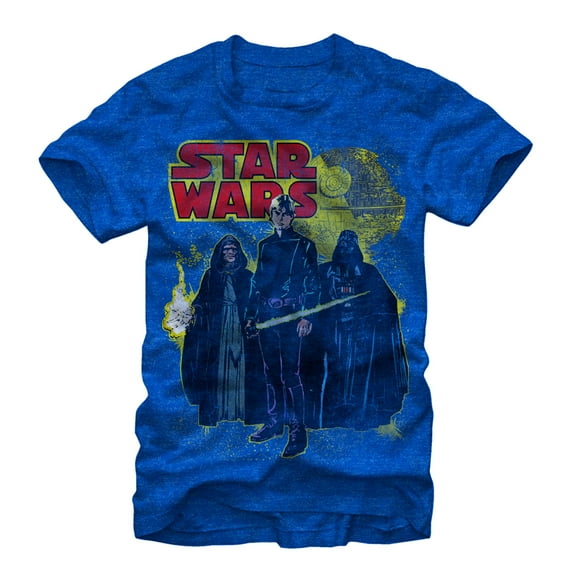 Men's Star Wars Luke Vader and Emperor  Graphic Tee Royal Heather 2X Large