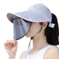 thumbnail image 1 of Sombrero para el sol plegable de ala ancha con cremallera, gorra para el cuello con bloqueo UV, sombrero para el sol para la playa al aire libre de verano, 1 of 5