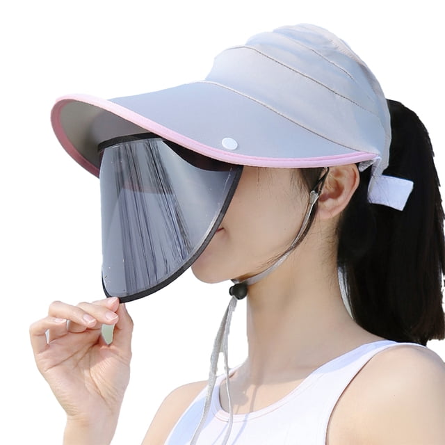 Sombrero para el sol plegable de ala ancha con cremallera, gorra para el cuello con bloqueo UV, sombrero para el sol para la playa al aire libre de verano