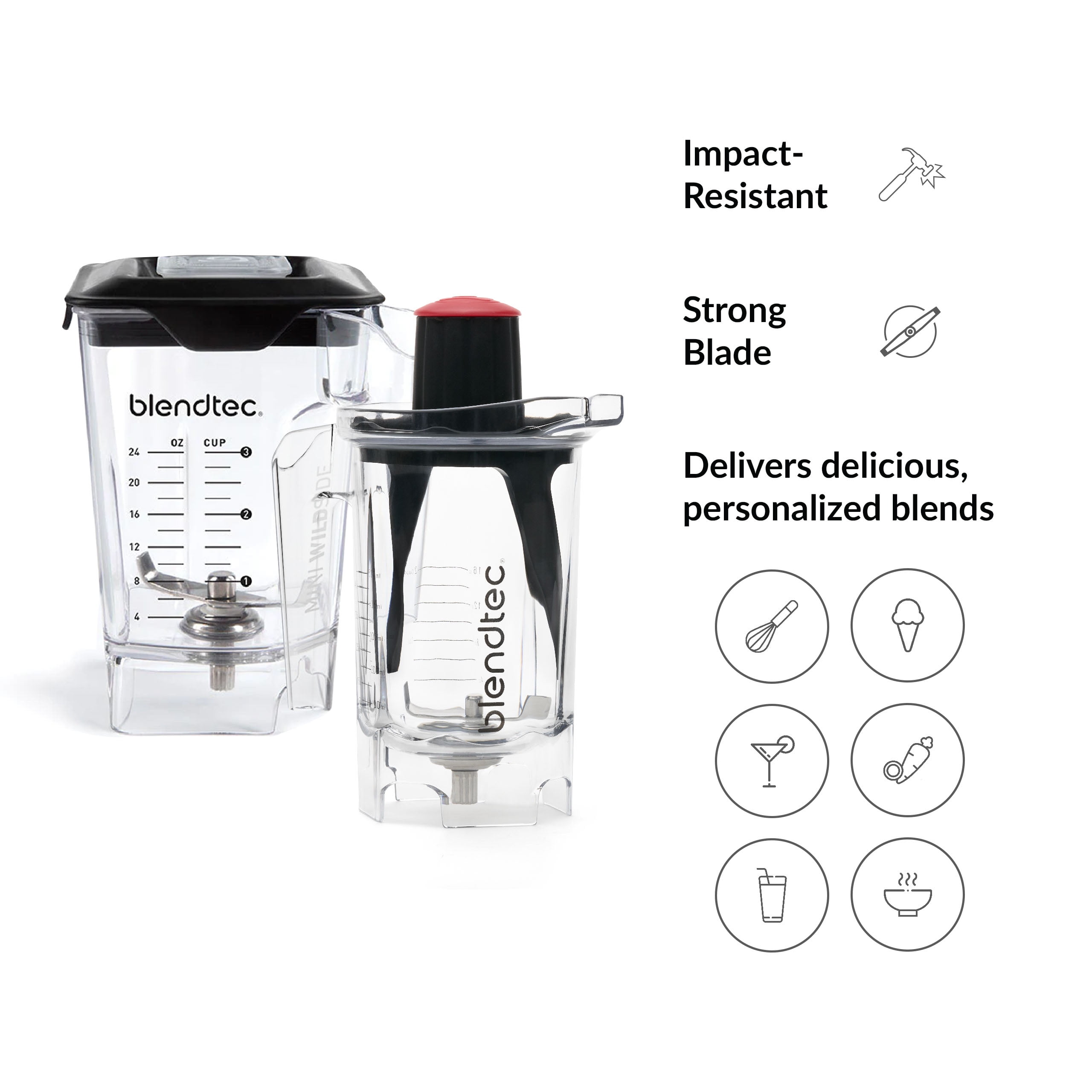 Blendtec 75 oz FourSide Jar and 34 oz GO Travel Bottle Bundle - Blender  Jars and Personal Blender Attachment Compatible with Blendtec Blenders