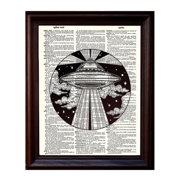 Alien Abduction - Dictionary Art Print Printed On Authentic Vintage Dictionary Book Page - 8 x 10.5