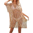 thumbnail image 3 of Lucakuins, pareo de Bikini con estampado a la moda para mujer, Tops transparentes de manga corta calados para la playa, Tops de punto, traje de baño, blusa con protección solar Lucakuins  moda, 3 of 9