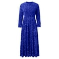 thumbnail image 4 of Plus Size Dresses Sequin Round Neck Long Sleeve Velvet Sparkly Pleated Sun Dress Blue L, 4 of 5