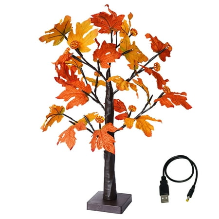 

Joyfeel Fall Maple Tree Lamp 24LED Battery Operated USB Adjustable Light Up Pumpkin Maple Leaf Light Thanksgiving Harvest Halloween Christmas Desktop Decoration