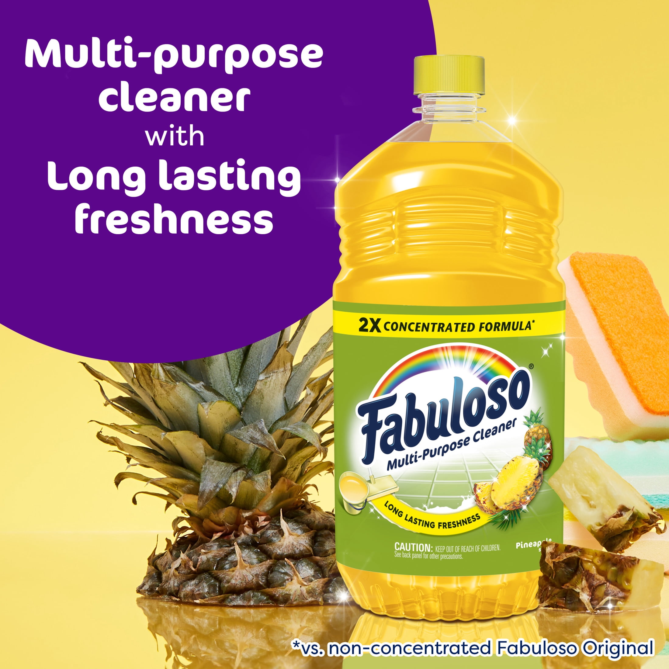 (6 pack) Fabuloso 2X Multi-Purpose Cleaner, No Rinse Floor Cleaner, Long-Lasting Freshness, Pineapple Scent, 56 fl oz