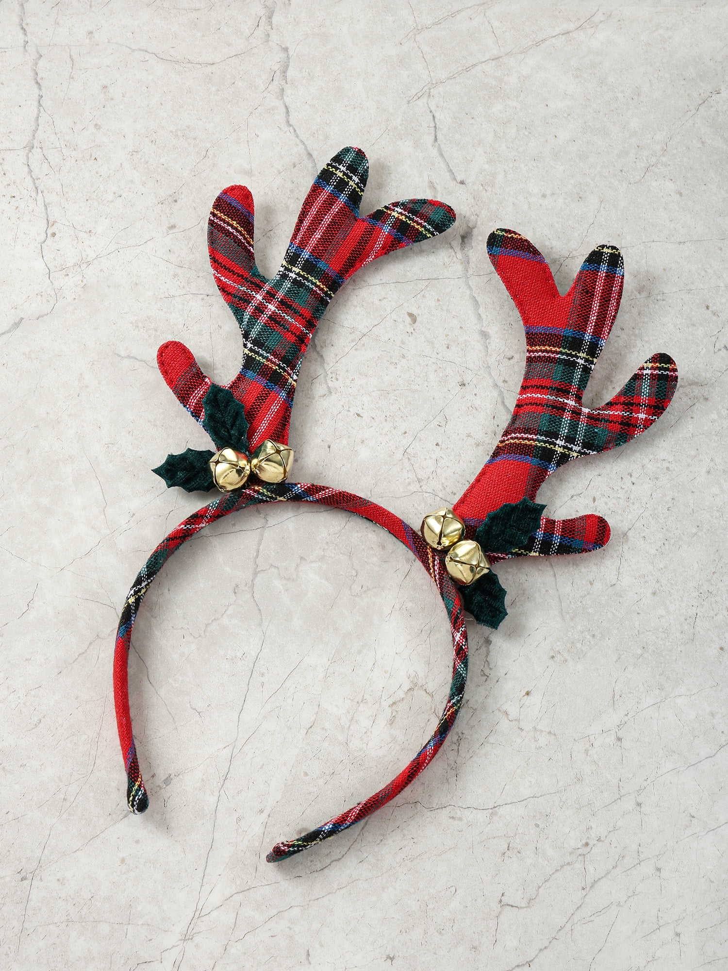Holiday Time Red and Green Plaid Reindeer Antler Headbopper, 1 Piece