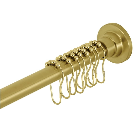 Kingston Brass SCC3117 Edenscape 60-Inch to 72-Inch Adjustable Shower Curtain Rod with Rings in Brushed Brass