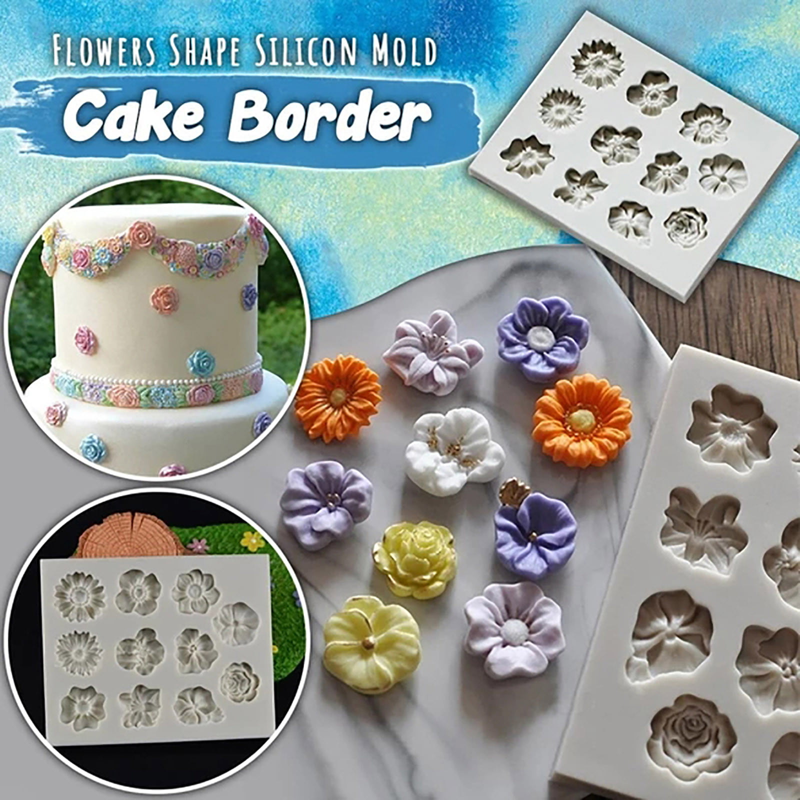 Small flower 15mm Flexible silicone mold for fondant chocolate clay and more 