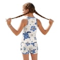 thumbnail image 2 of COEQINE Girls Tankini Swimsuit 2 Piece for Kids Ages 14-15 with Removable Pads Printed Bathing Suits for Teen Soft Crewneck Tank Top and Swim Shorts, Sea Turtle Plumeria Blue, 2 of 8