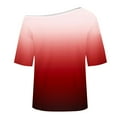 thumbnail image 5 of yievot Women Oversized Tops Off Shoulder Gradient Printed Short Sleeve Loose T Shirts Fashion Clothing, 5 of 6